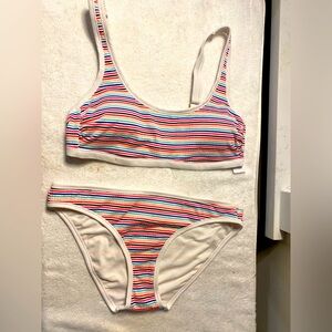 2 piece size small bikini swimwear set striped by hula honey